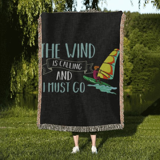 Windsurfing Board Sail Paddle Windsurfer Woven Blankets