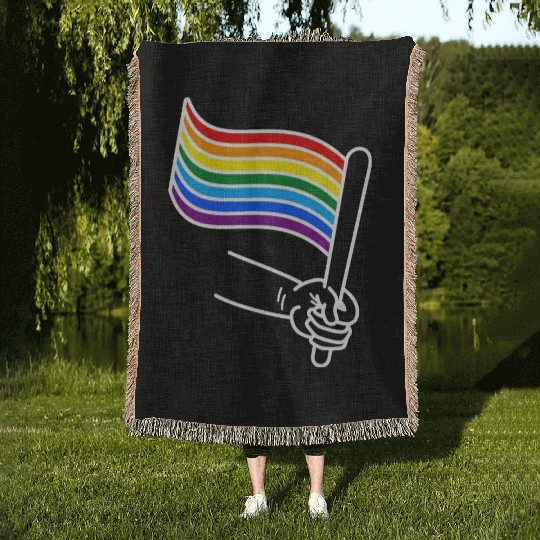 LGBT pride rainbow heart Woven Blankets