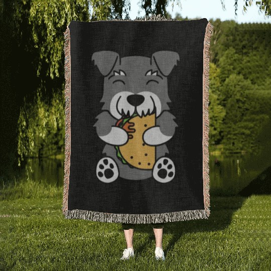 Schnauzer Taco Lover Woven Blankets