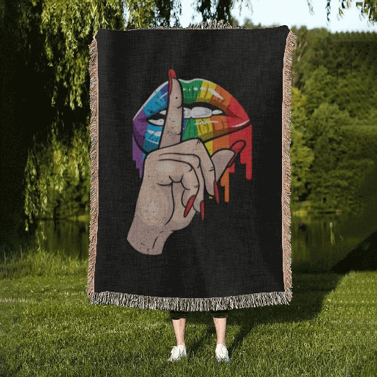 LGBT Rainbow Lips Gay Pride Lesbian Sexy Gift Woven Blankets