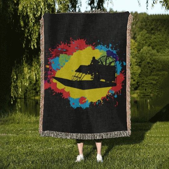 Airboat Fanboat Airboating Planeboat Swamp boat Woven Blankets