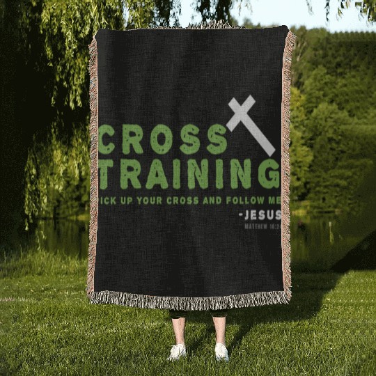 Christian Cross Training Running Bible Design Woven Blankets