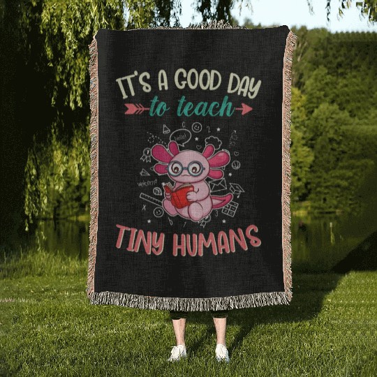 Good Day To Teach Tiny Humans Elementary Teacher Woven Blankets