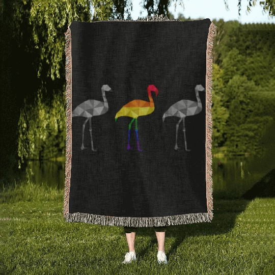 Flamingo LGBTQ Gay Pride Rainbow Flag Different Woven Blankets