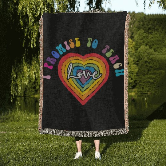 I Promise To Teach Love LGBT Rainbow Woven Blankets