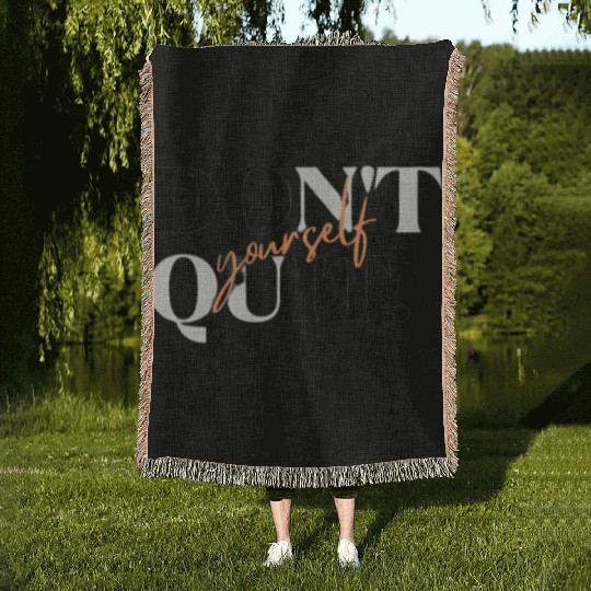 Black Orange Simple Typography Woven Blankets