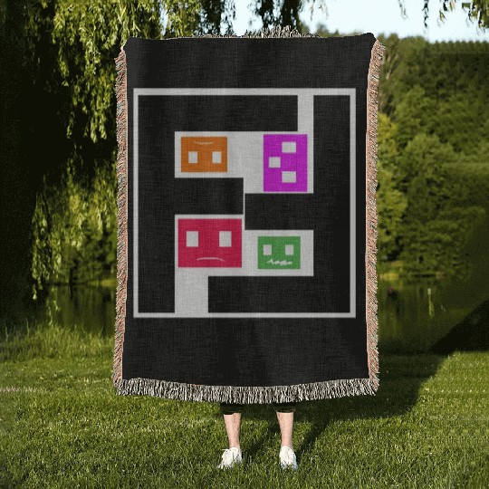 Geometric Cubes In Game - multi-sided cubes Woven Blankets