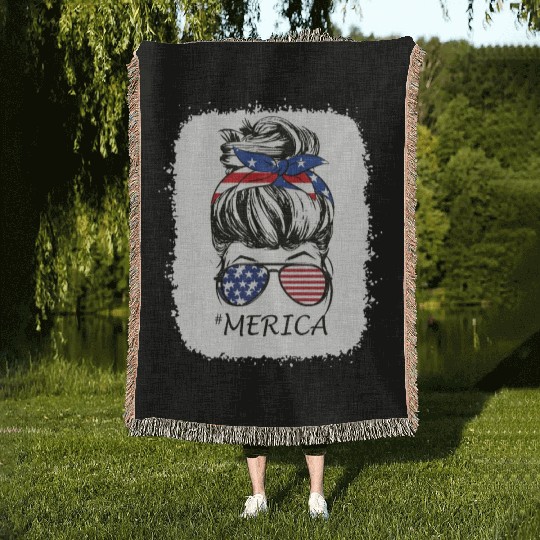 4th of July Merica Woven Blankets USA American Pride