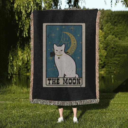 The Moon Tarot Card Shaman Fortune Telling Woven Blankets