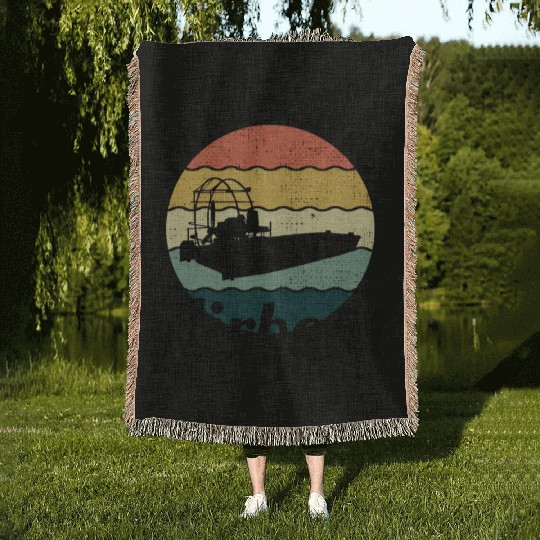 Airboat Fanboat Airboating Planeboat Swamp boat Woven Blankets