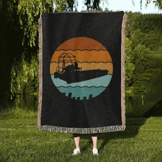 Airboat Fanboat Airboating Planeboat Swamp boat Woven Blankets