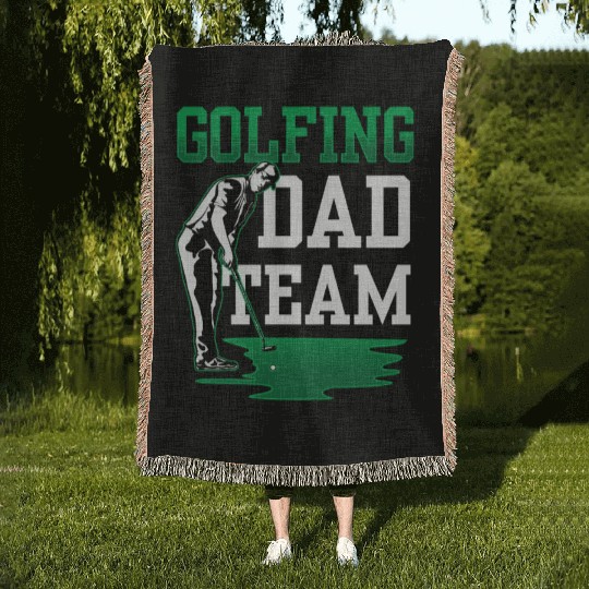 Golfing Dad Team Golf Golfer Father's Day Father Woven Blankets