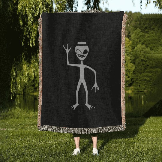 Sir alien waving friendly Woven Blankets