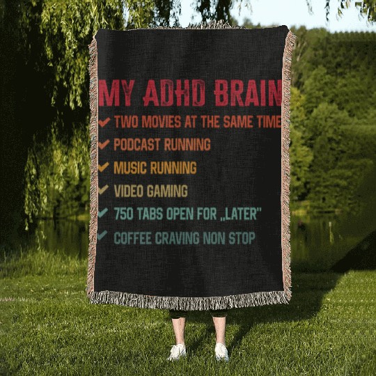 My Brain on ADHD And Autism Neurodiversity Woven Blankets