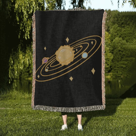 solar system with sparkles doodle Woven Blankets
