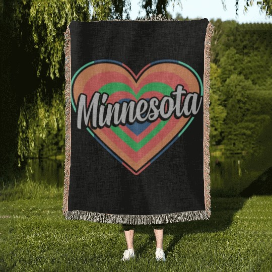 Minnesota Colorful Heart Gift Woven Blankets