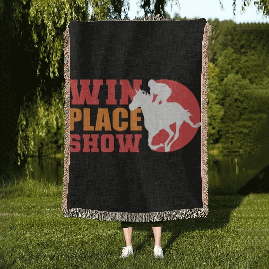 Win Place Show Equestrian Gift Woven Blankets