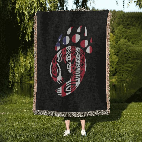 Bear Paw America USA Flag Merica US Stars Stripes Woven Blankets