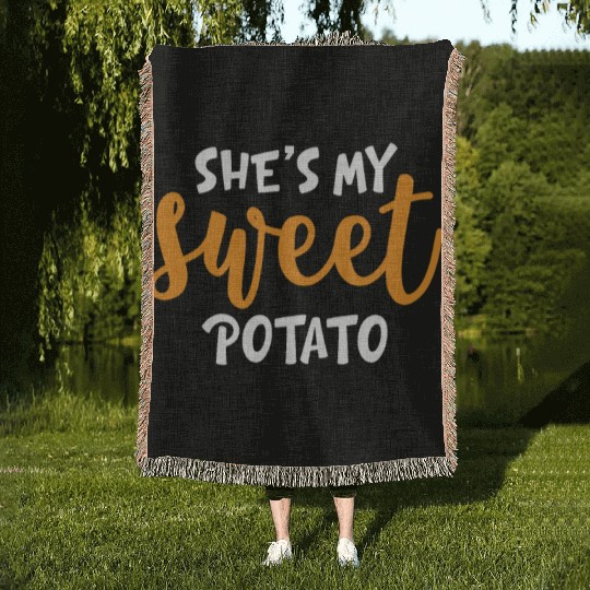 She's My Sweet Potato Funny Matching Mom Daughter Woven Blankets