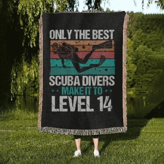 14 Scuba Diving Level 14 Year Diver Snorkeling Woven Blankets