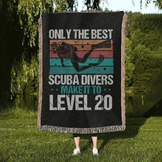 20 Scuba Diving Level 20 Year Diver Snorkeling Woven Blankets
