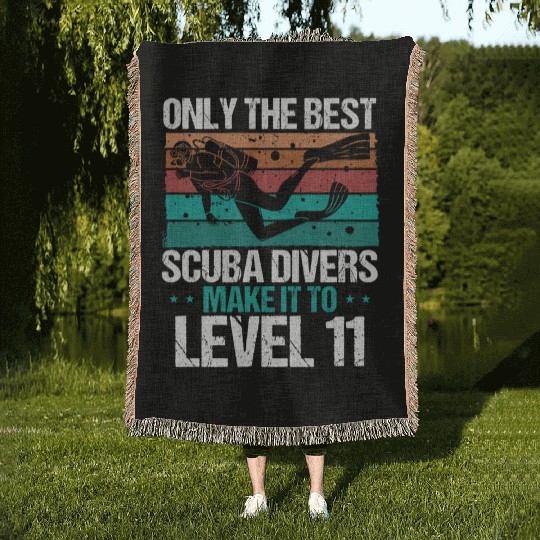 11 Scuba Diving Level 11 Year Diver Snorkeling Woven Blankets