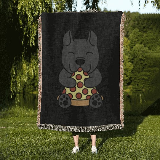 Cane Corso Pizza Lover Woven Blankets