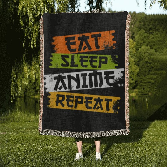 Eat Sleep Anime Repeat Japanese Manga Japan Lover Woven Blankets