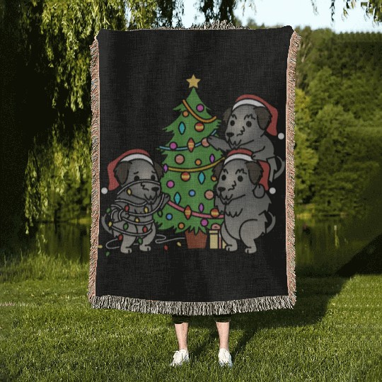 Irish Wolfhound Christmas Tree Woven Blankets