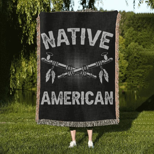Native American Axe Retro Chief Woven Blankets