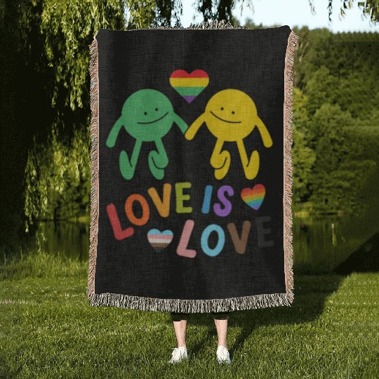 lOVE IS LOVE, Rainbow, Valentine day, Bi, Woven Blankets