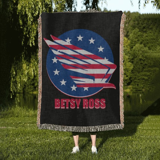 Patriotism USA Betsy Ross Flag Stars Stripes Eagle Woven Blankets