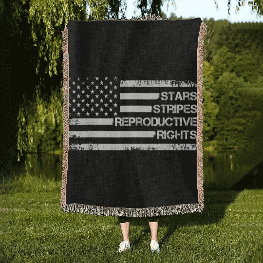 Stars Stripes Reproductive Rights US Flag 4th July Woven Blankets