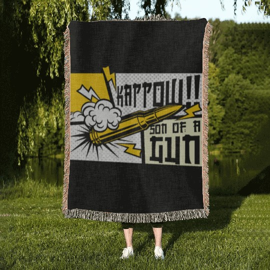 Kappow Bullets Gun Explosion Big bang Aesthetic Woven Blankets