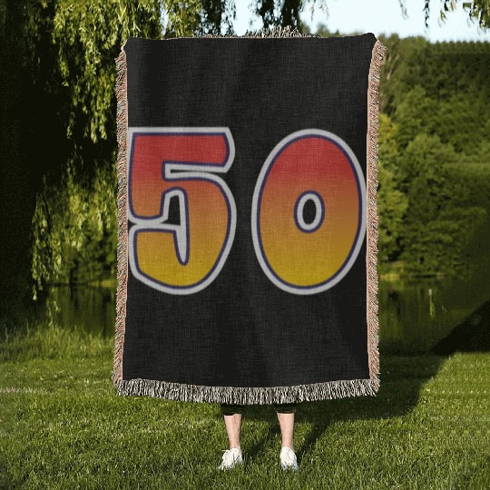 Number 50 Red - Orange Design Woven Blankets