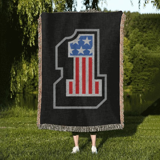 USA Stars Stripes Number One Patriotic Woven Blankets