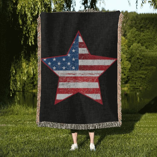 US Flag Star Patriotic Woven Blankets Stars Stripes