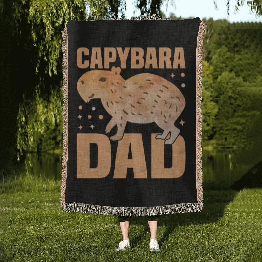 Capybara Dad - Funny Cavies Rodent Capybara Lover Woven Blankets