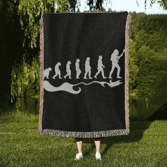 Guitar player evolution Woven Blankets