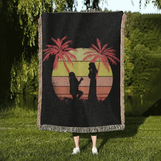 Lesbian Couple Romantic Marriage Propose Summer Woven Blankets
