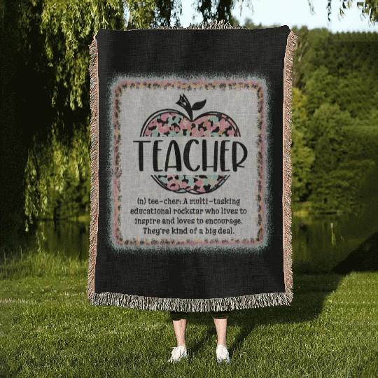 Teacher Life Back To School Teacher Apple Woven Blankets