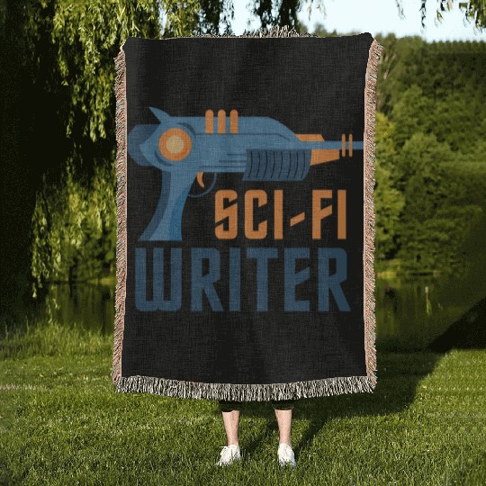 Sci Fi Writer Laser Gun Science Fiction Author Woven Blankets
