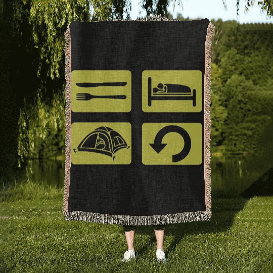 wilderness camping daily repeat Woven Blankets