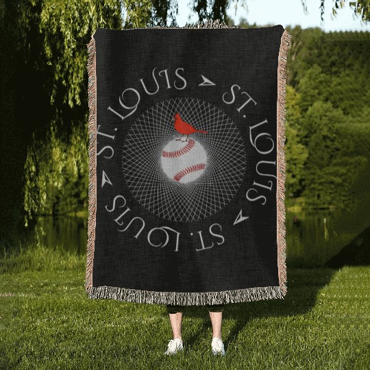 Saint Louis Red Cardinal Circle Font 2019 Woven Blankets