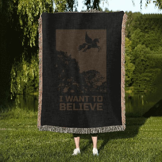 Unicorn "I Want To Believe" UAP Outfit Alien Ufo Woven Blankets