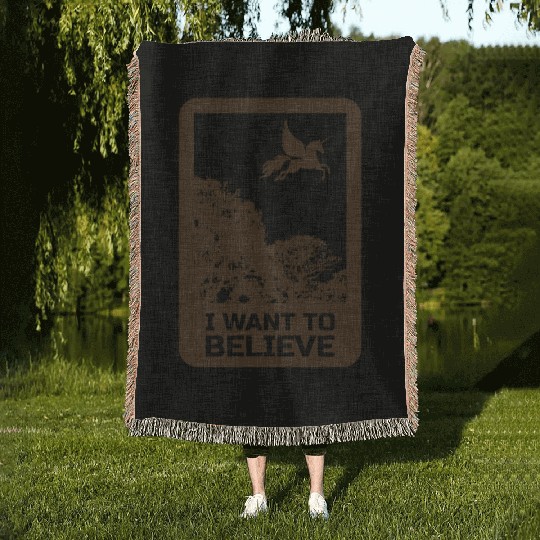 Unicorn "I Want To Believe" UAP Outfit Alien Ufo Woven Blankets