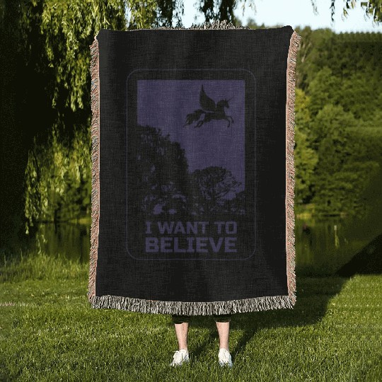 Unicorn "I Want To Believe" UAP Outfit Alien Ufo Woven Blankets