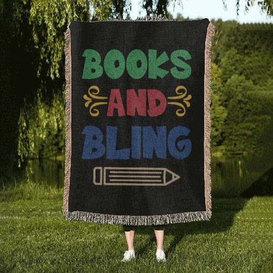 Books And Bling Woven Blankets