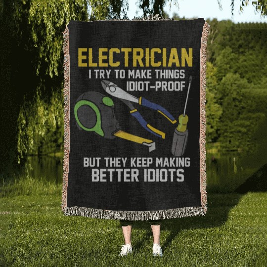 Funny Electrician Engineer Electrical Technician Woven Blankets