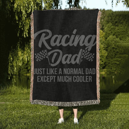 Pit Crew Checkered Flag Car Racing Dad Woven Blankets
